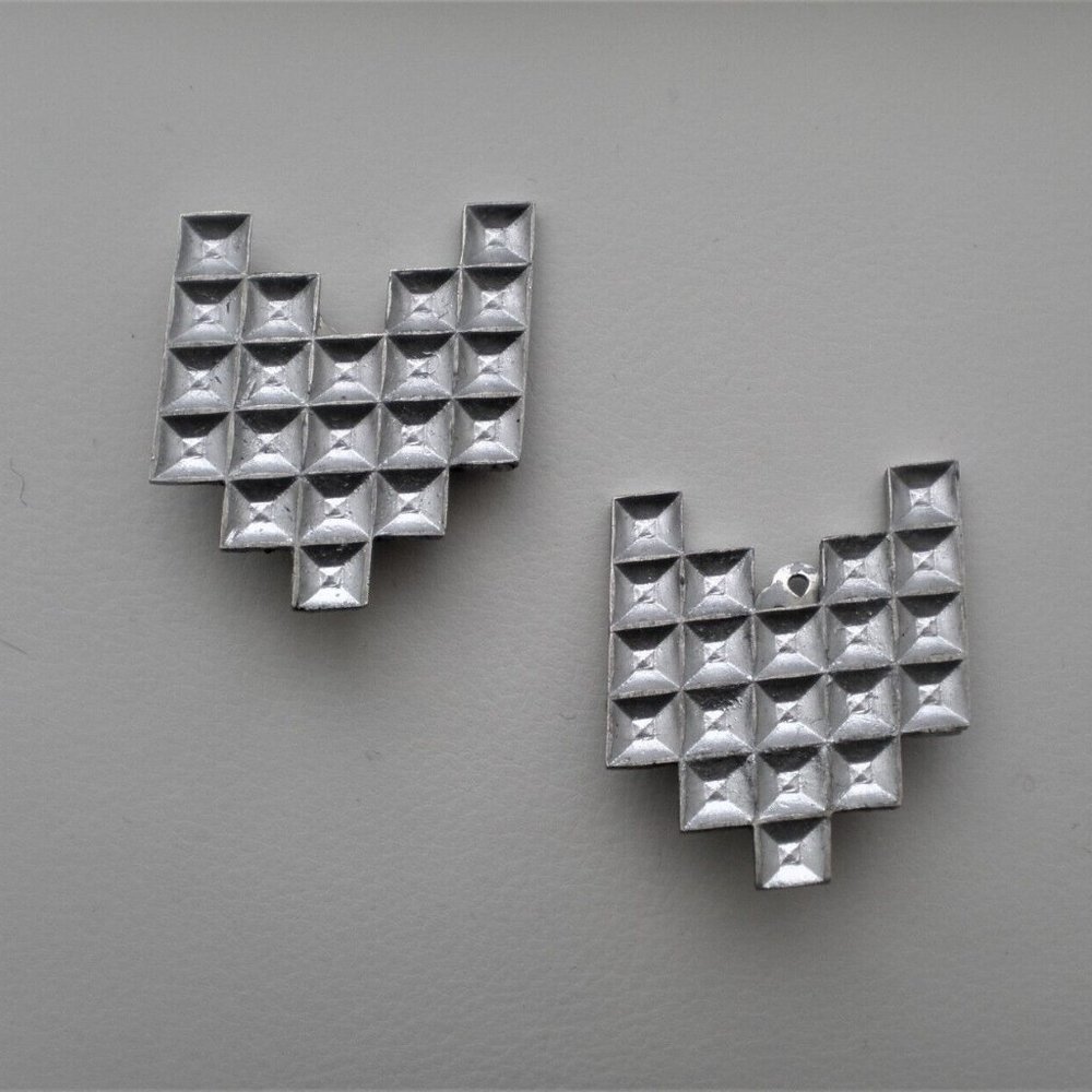 Vintage Modernist SMALL WONDERS Pure Silver 99.9 18K Gold GP Clip On Earrings